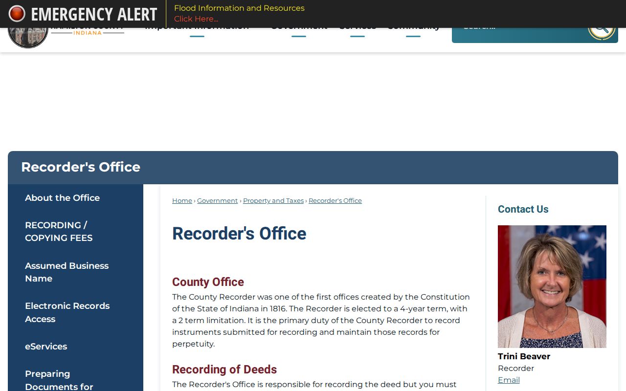 Westfield previous residents Hamilton County Recorder access