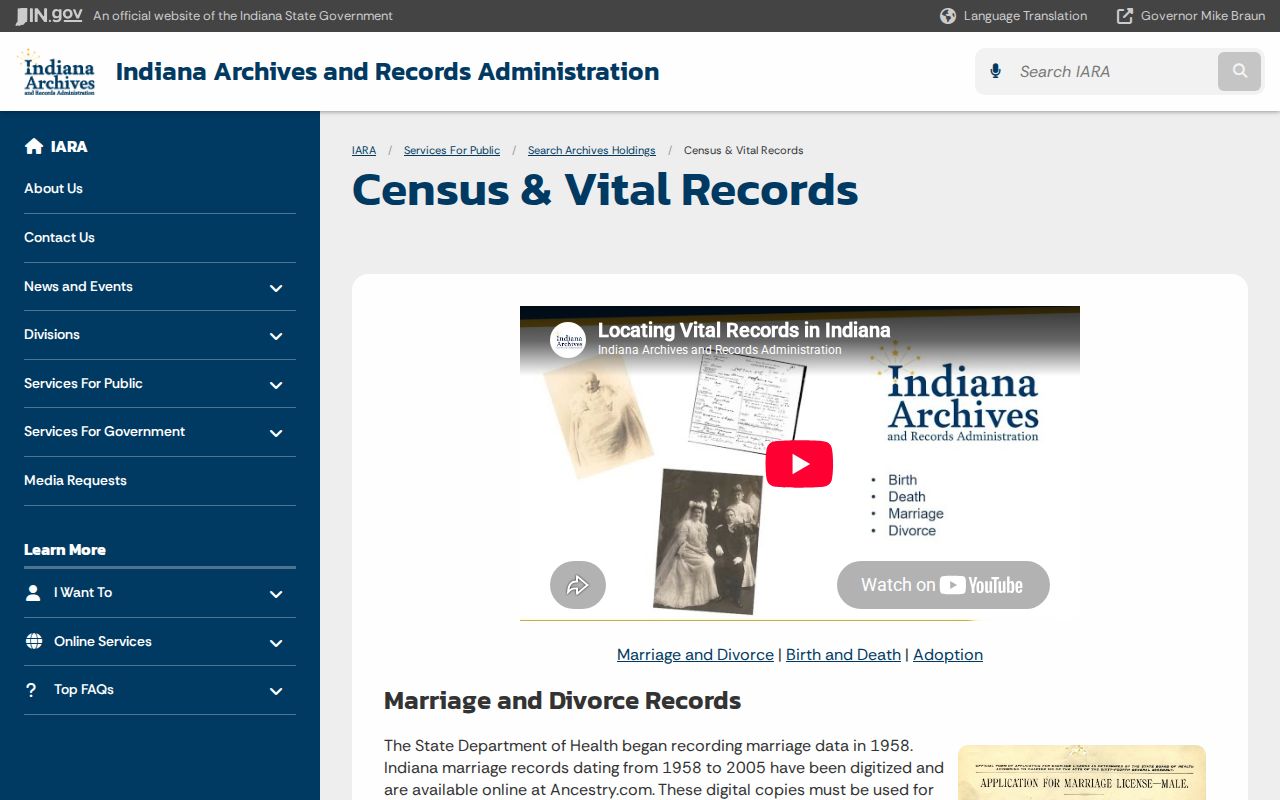 Westfield previous residents Indiana Archives records access
